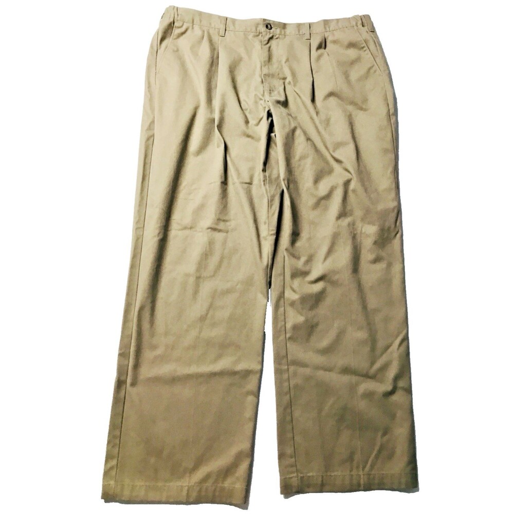 Women’s Khaki Pants Plus Sz 44X32 Basic Edition Tan Elastic Side Waist~ Pleated